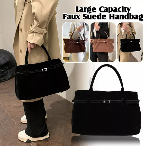 Faux Suede Tote Bag for Women – Large Capacity Shoulder Handbag, product view 10