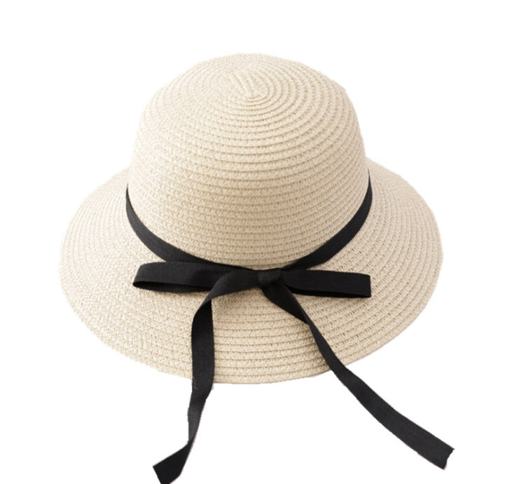 Women's Foldable Straw Sun Hat with Bow-Splashis, alternate view 4