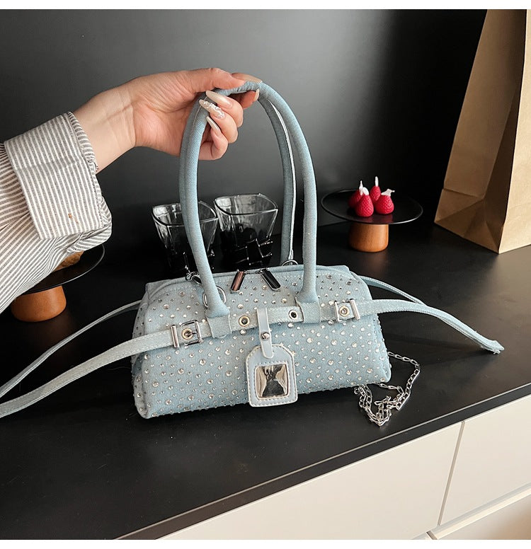 Casual Denim Rectangular Handbag, product view 7
