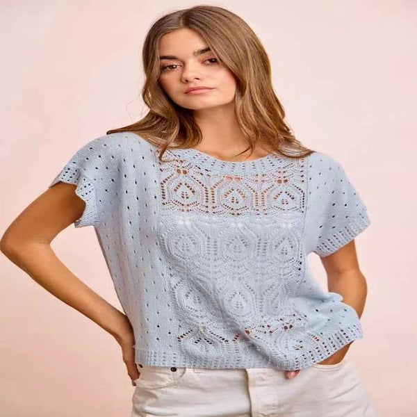 Eyelet knit top — primary view