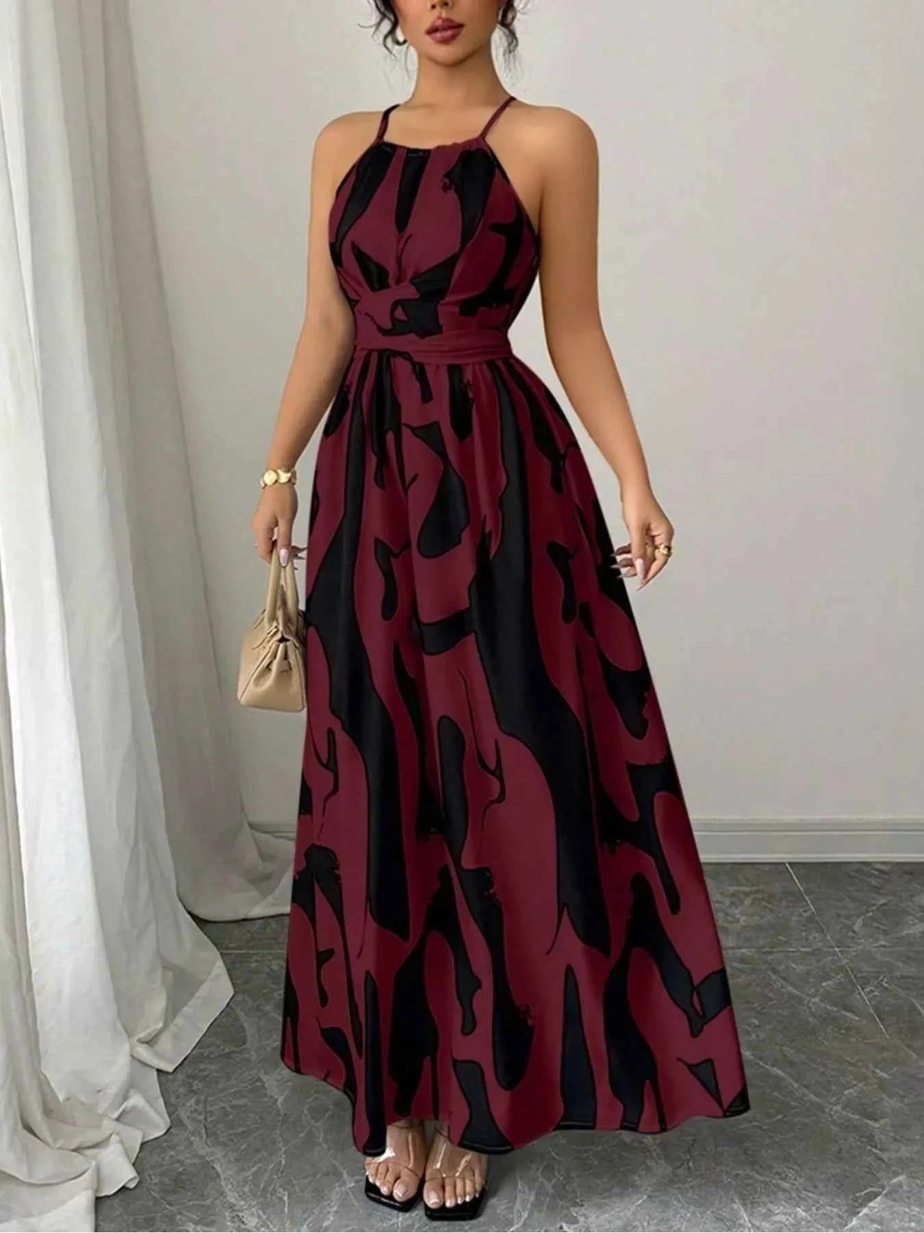 Abstract print halter neck maxi dress — additional view 7