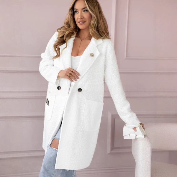 Long fleece jacket with pockets for women, image 5