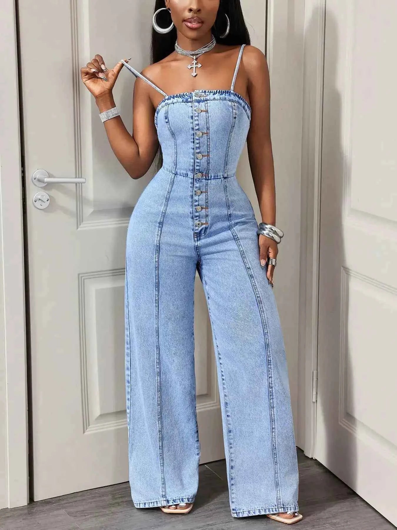 Wide-leg denim jumpsuit — additional view 2