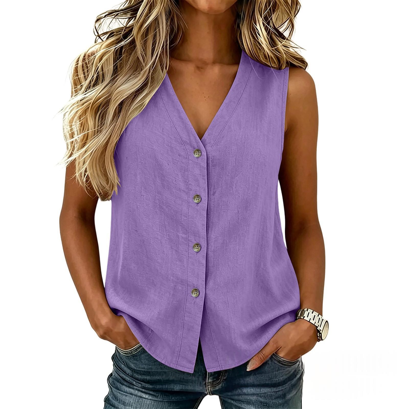 Sleeveless Buttoned Vest Top, product view 16
