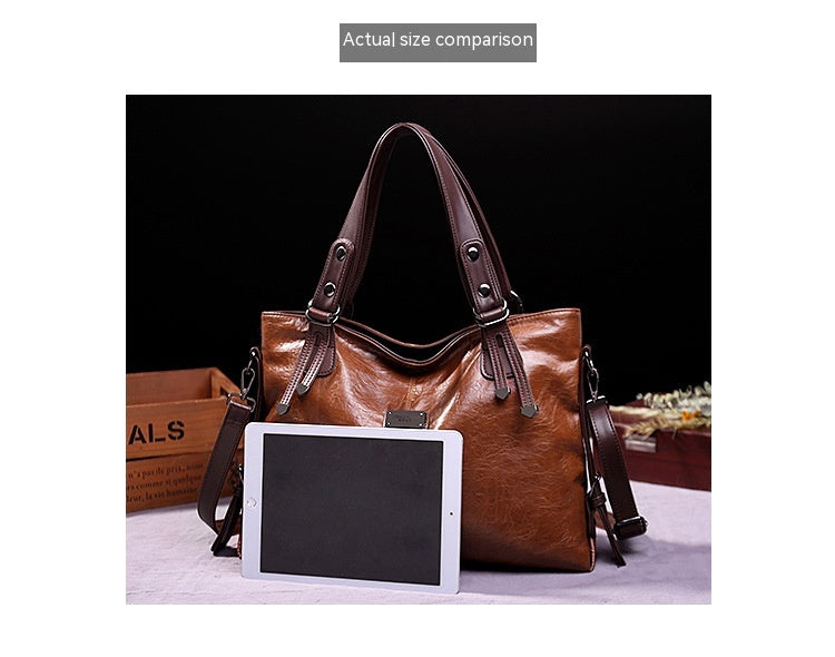 Retro Faux Leather Tote Bag for Women, side product view