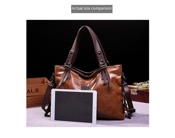 Retro Faux Leather Tote Bag for Women, side product view