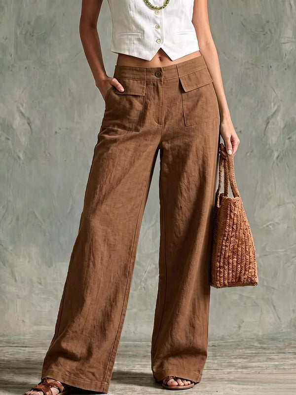Solid-color elastic-waist casual pants product image
