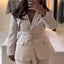Beige Belted Blazer & Pants Set, shown in a clear product image