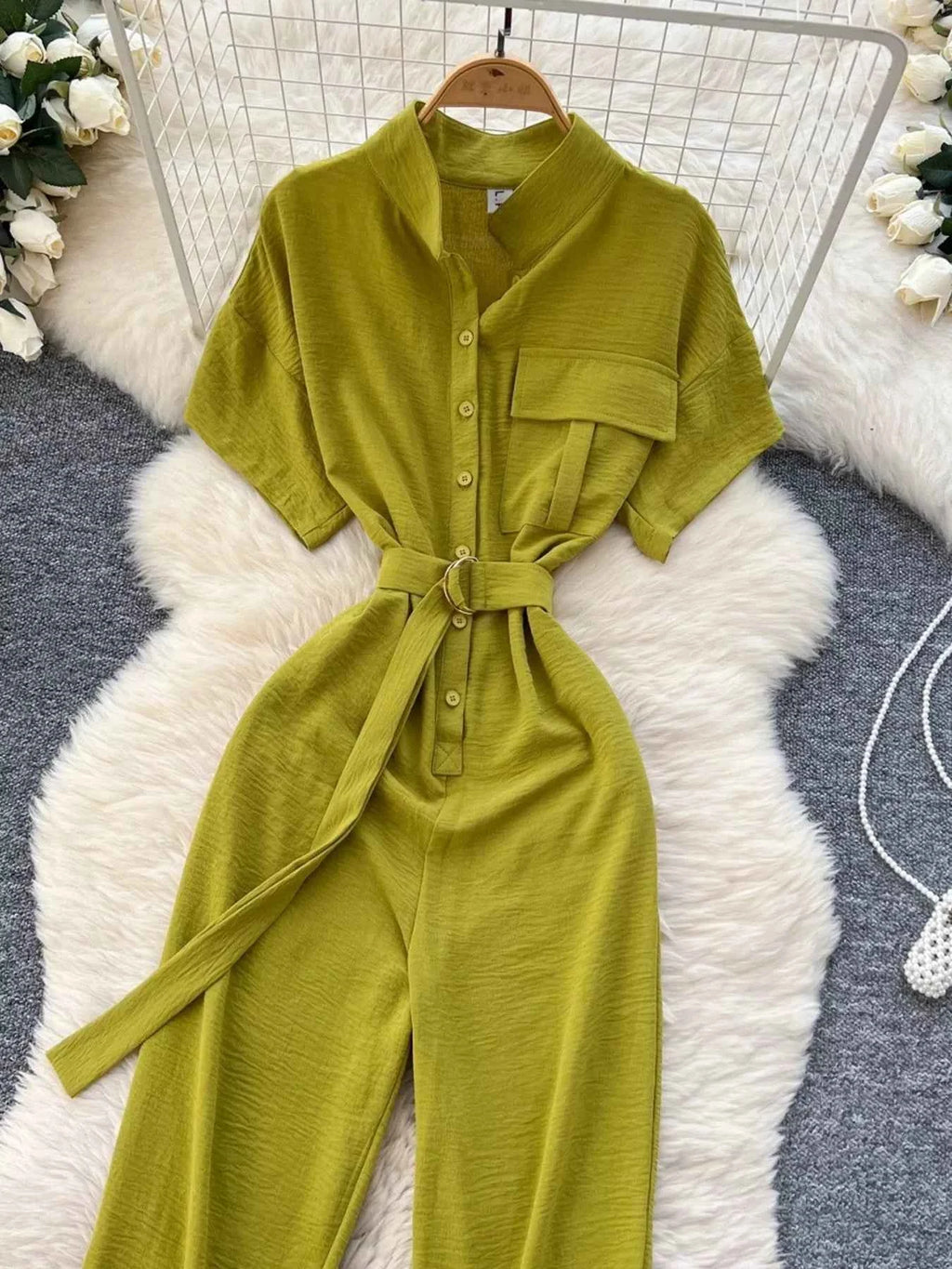 Casual Elegant Button Jumpsuit-Jumpsuit-Splashis-Splashis