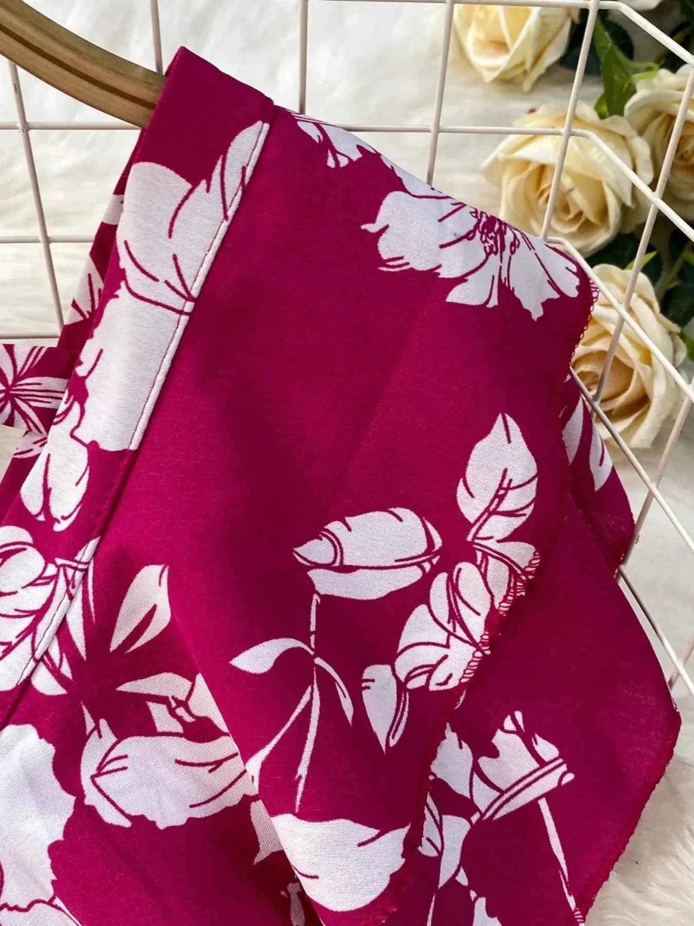 Floral print wide leg pleated jumpsuit — additional view 11