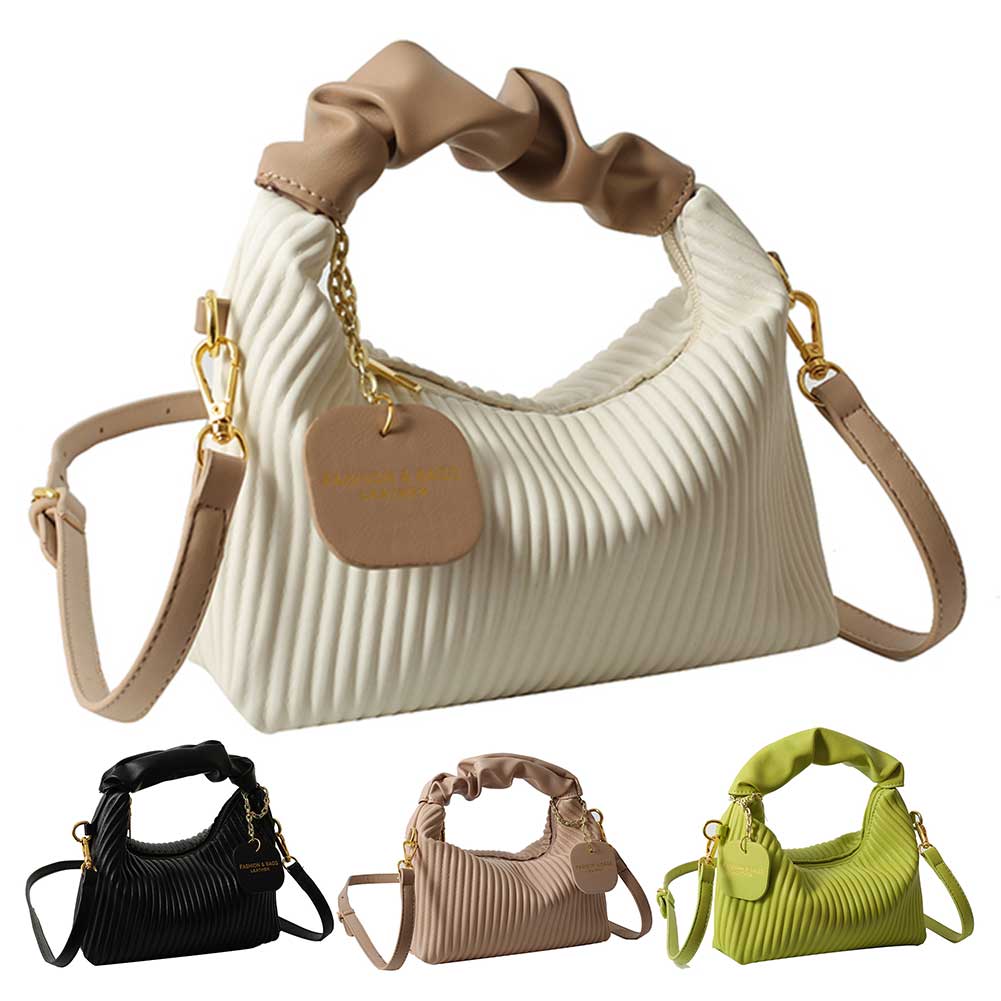 Pleated Cloud Crossbody Bag – PU Leather Shoulder Tote for Women, shown in a clear product image