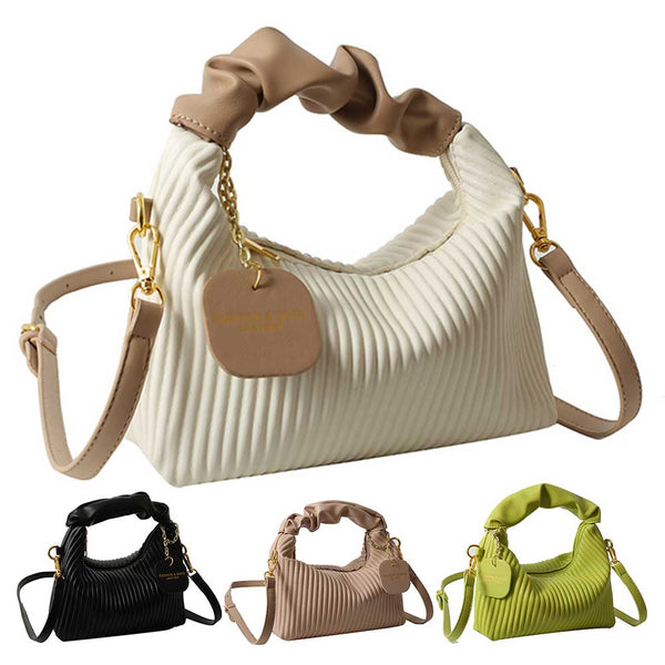 Pleated Cloud Crossbody Bag – PU Leather Shoulder Tote for Women, shown in a clear product image