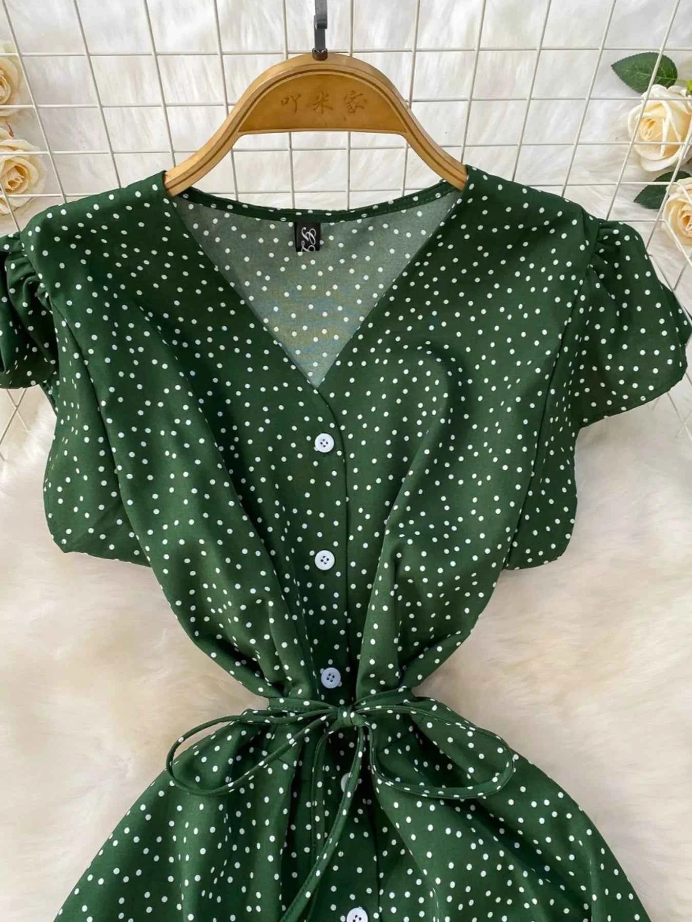 Vintage-Inspired Polka Dot Dress-Casual Dresses-Splashis-Splashis