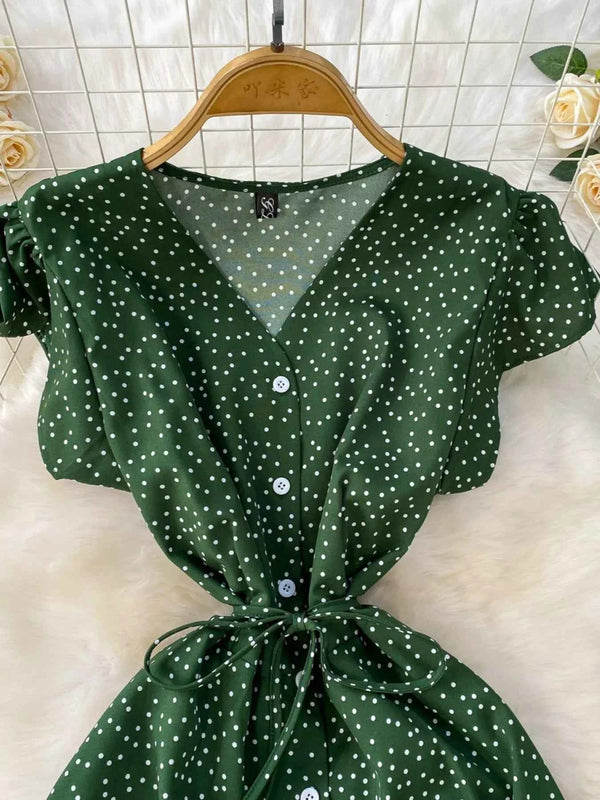 Vintage-Inspired Polka Dot Dress-Casual Dresses-Splashis-Splashis