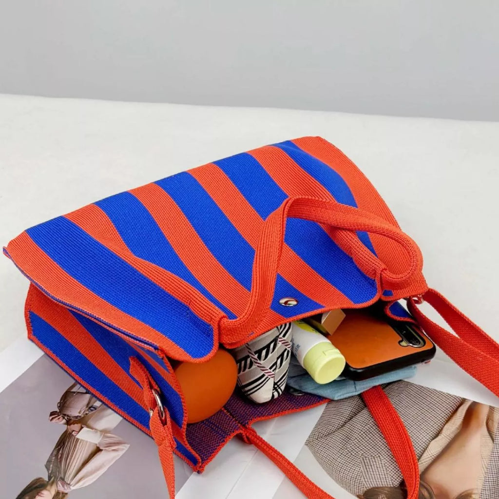 Striped crossbody bag with adjustable strap — additional view 3