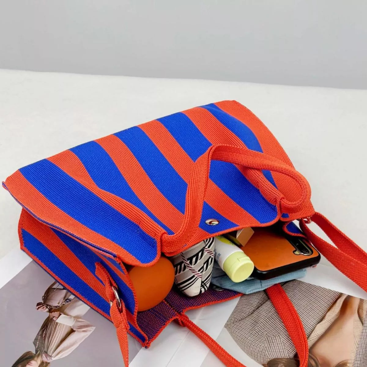 Striped crossbody bag with adjustable strap — additional view 3