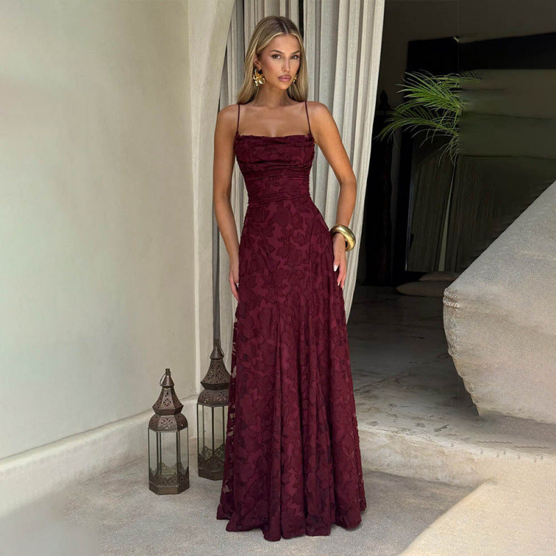 Lace backless evening dress — primary view