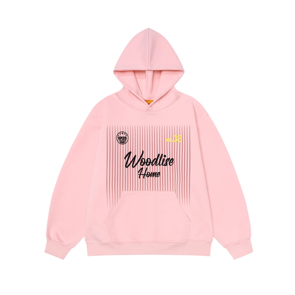 Pink letter print pullover hoodie for women