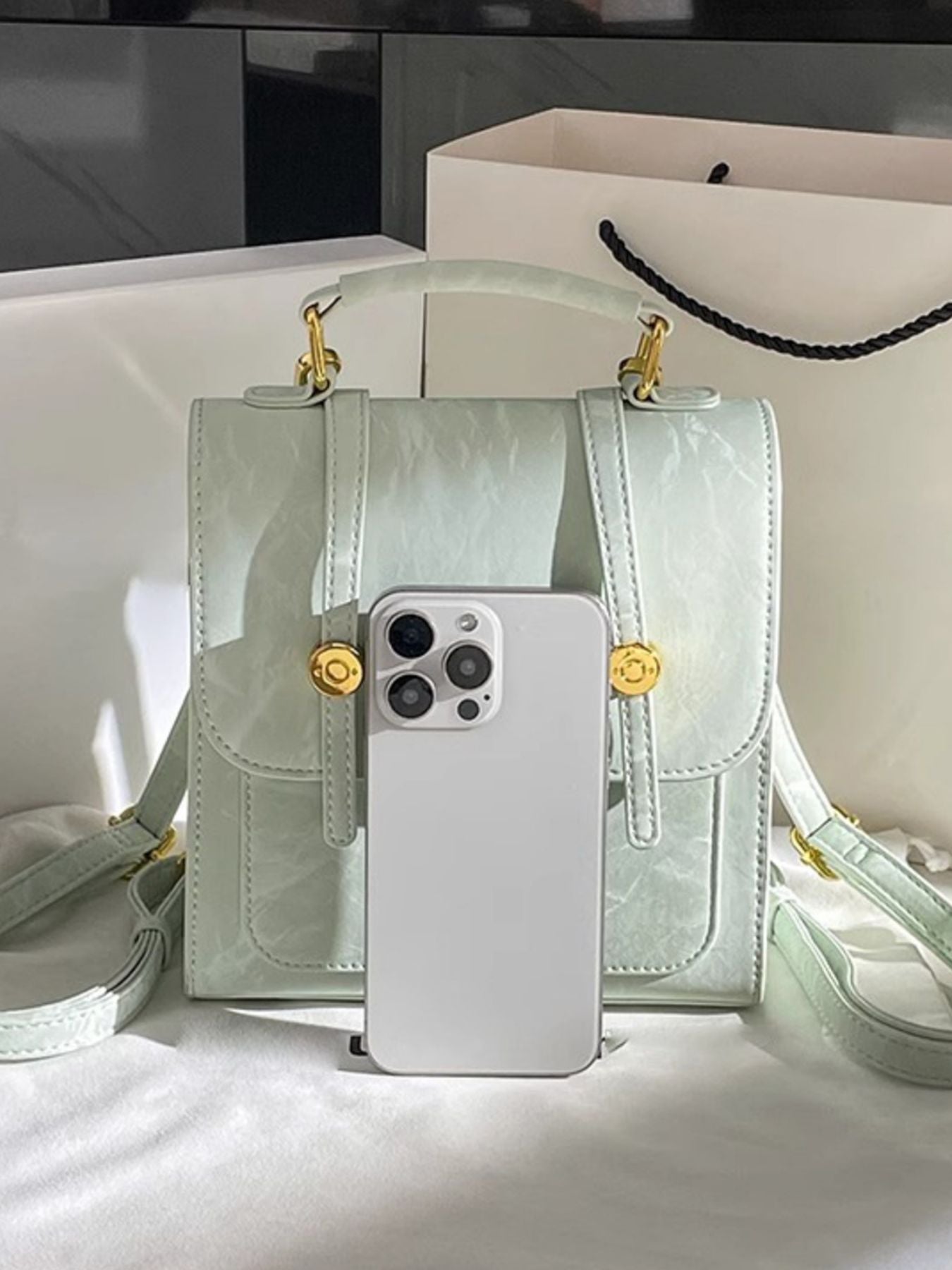 Mini Convertible PU Leather Backpack — product image 4