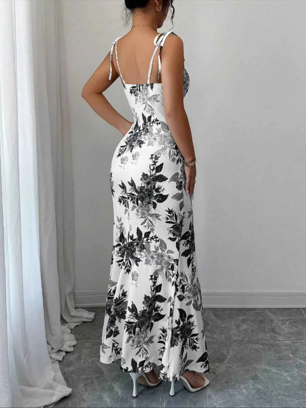 Printed tie strap slit maxi dress — additional view 6