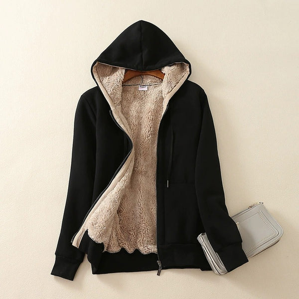Women's Fleece Lined Thick Hooded Sweatshirt-Splashis