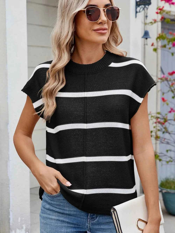 Exposed seam striped knit top — additional view 11