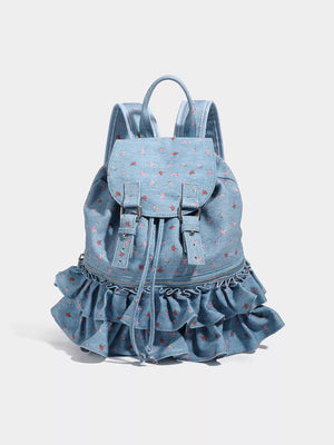 Blue mini floral canvas backpack