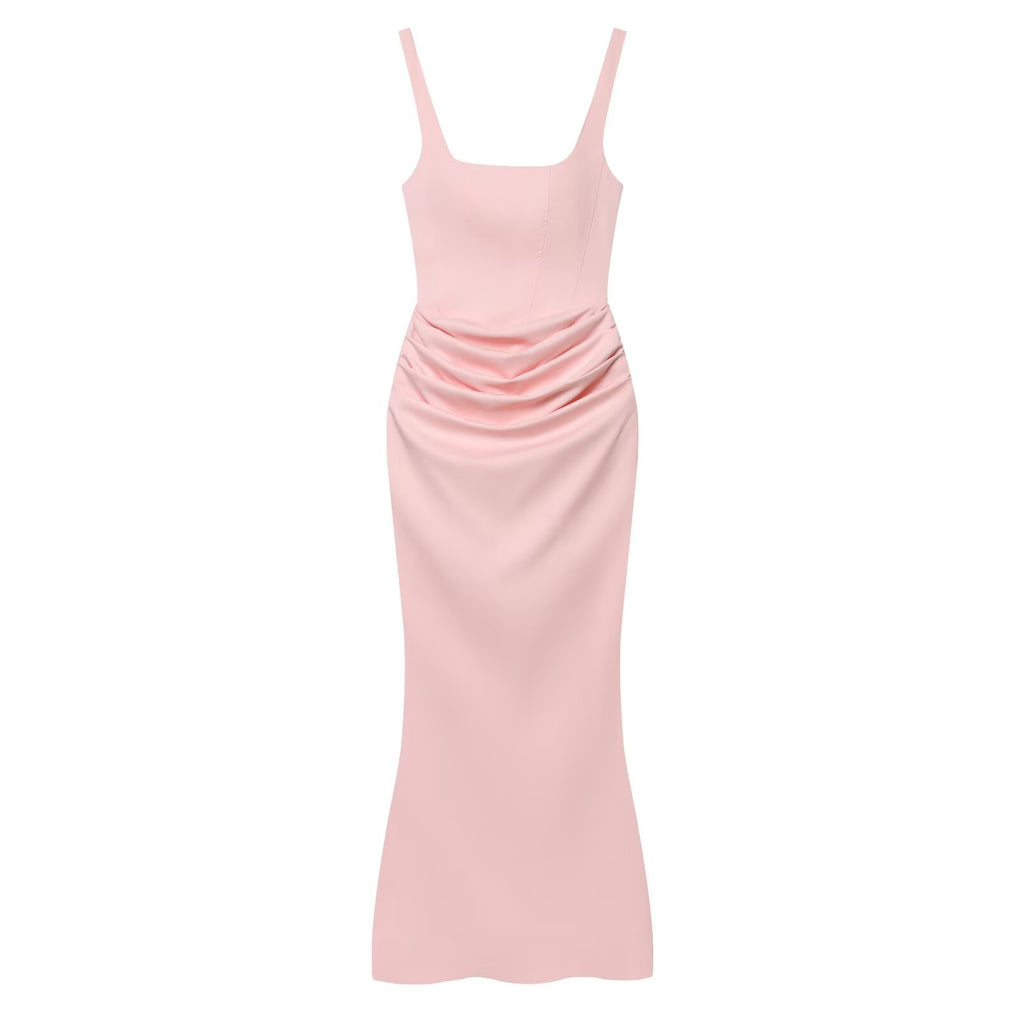 Wrap-Style High-Waist Evening Dress
