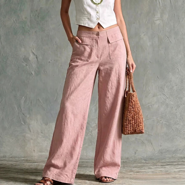 Solid-color elastic-waist casual pants product image