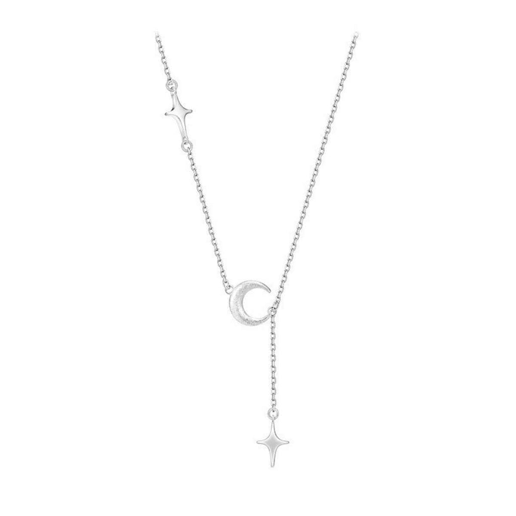 Star and moon pendant necklace in silver-plated alloy — additional view 4