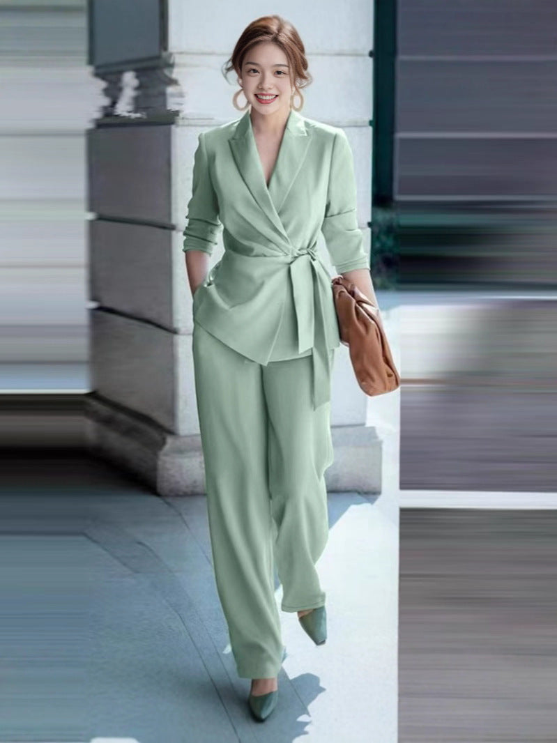 Elegant Tie-Waist Suit Set for Women