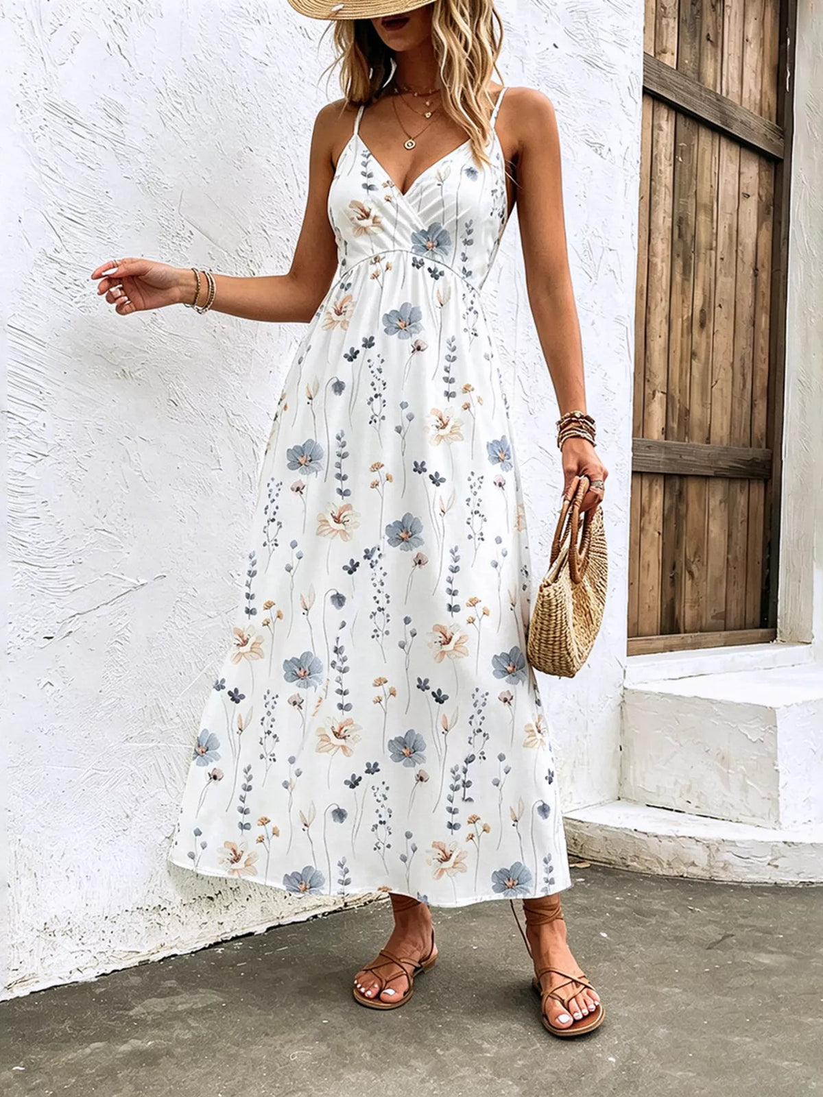 Floral Print Spaghetti Strap Midi Dress, alternate product view