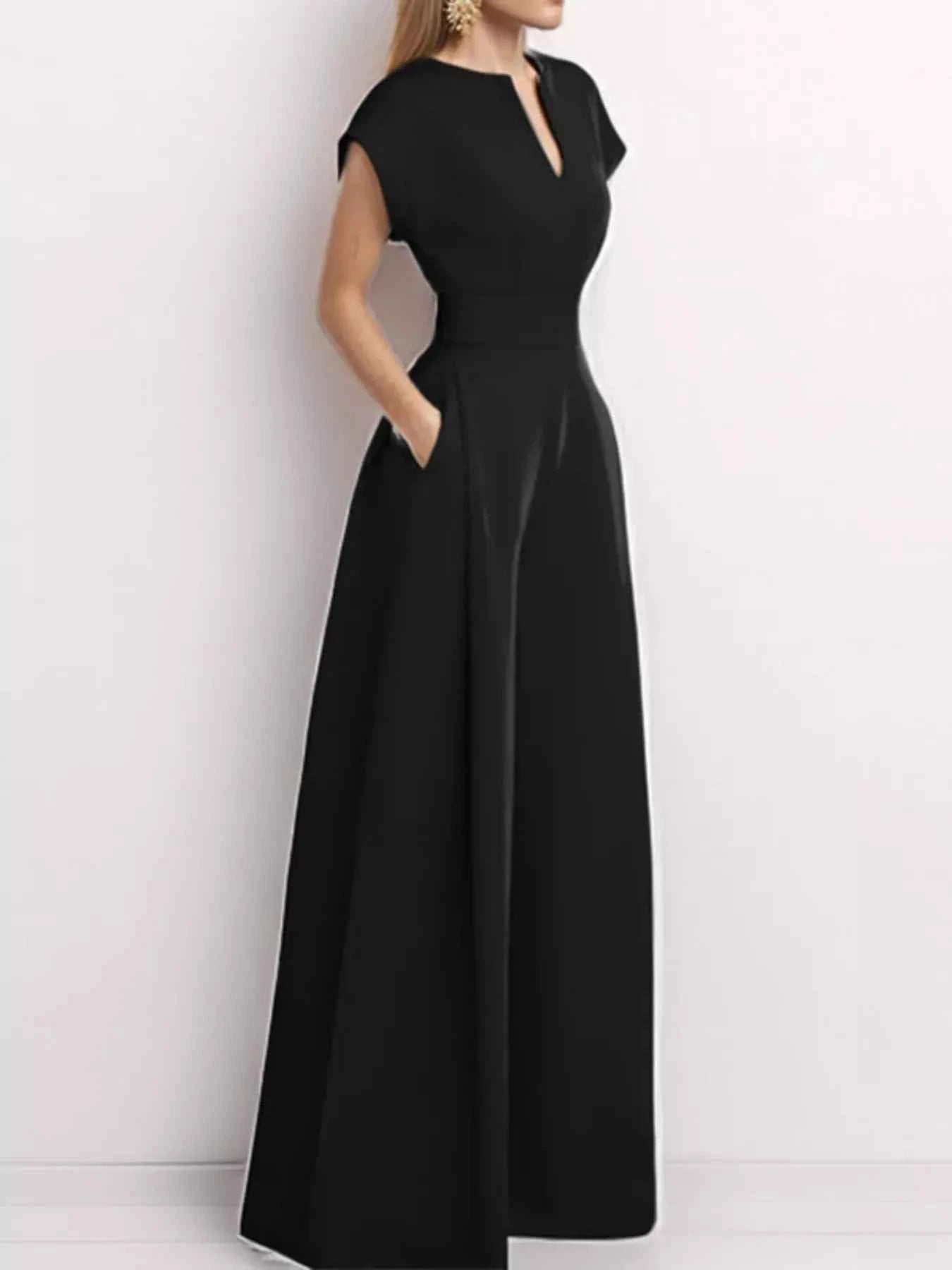 Plus size notched neck jumpsuit — additional view 9