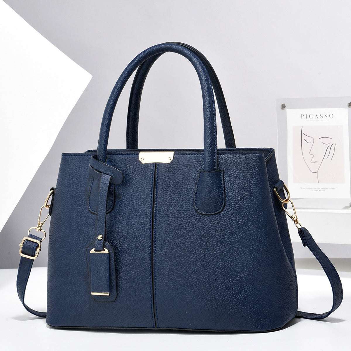 Women's PU Leather Square Tote Bag with Crossbody Strap, product view 11