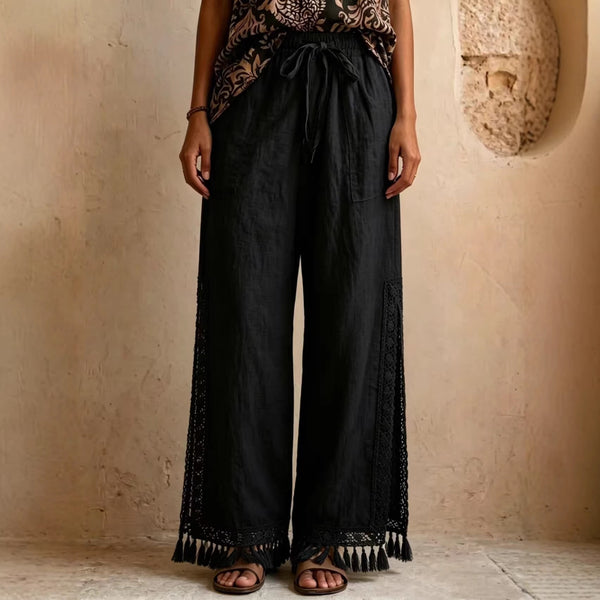 Lace-tassel bohemian wide-leg pants product image