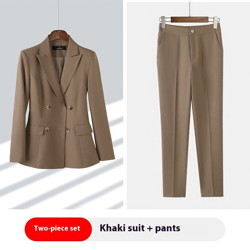Double-Breasted Slim Fit Women's Suit Set – Blazer & Trouser Office Wear, product view 7