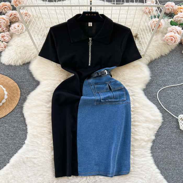 Plus size denim midi dress — primary view