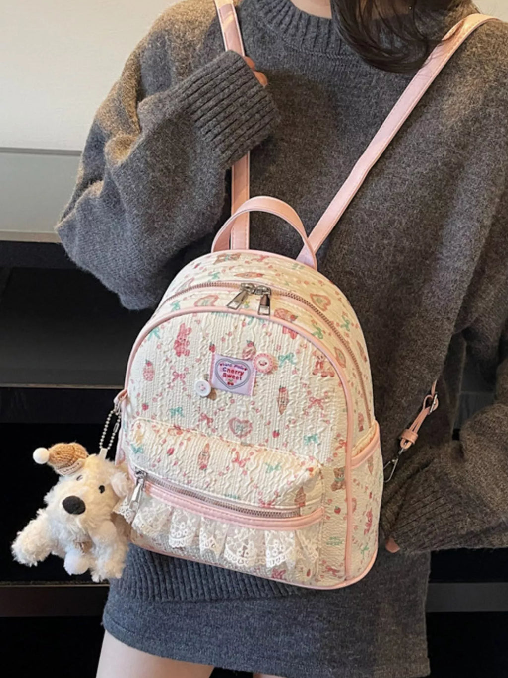 Mini Lace Detail PU Leather Backpack — product image 5