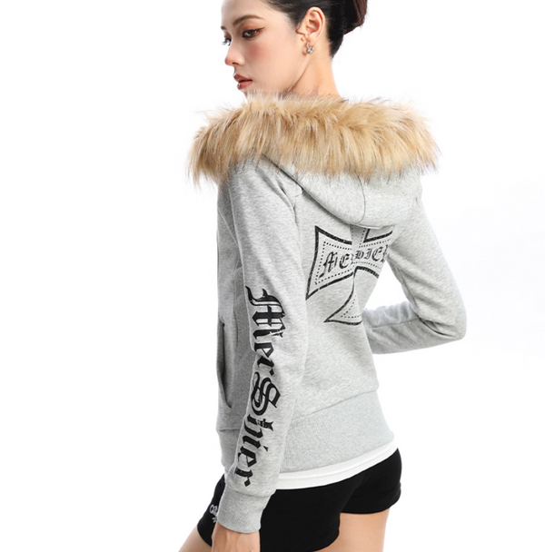 Women's Detachable Collar Hooded Cardigan-Splashis, alternate view 2