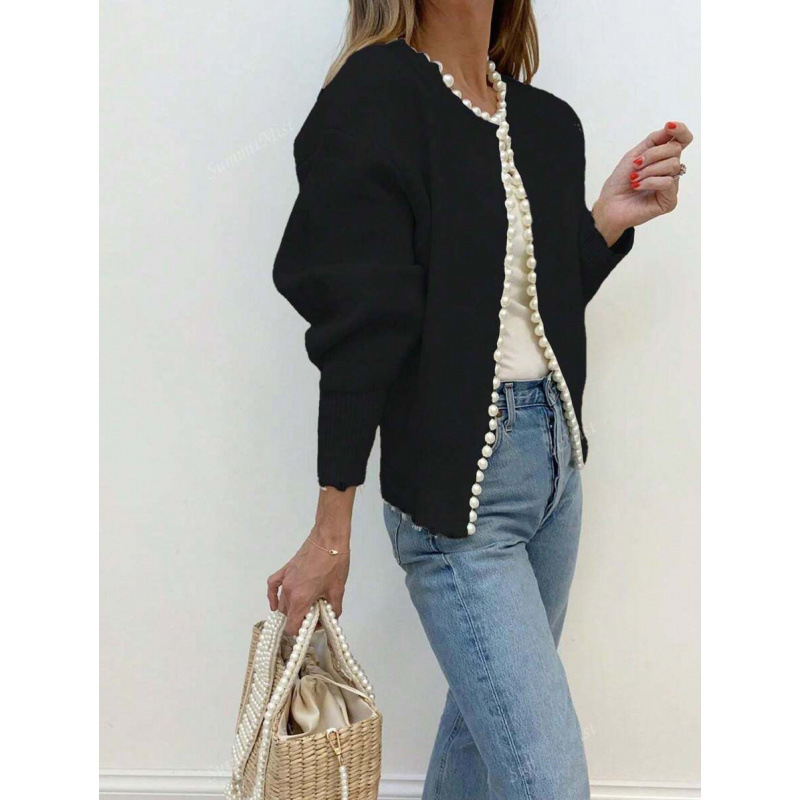 Women's Mock Neck Knitted Cardigan-Splashis, alternate view 5