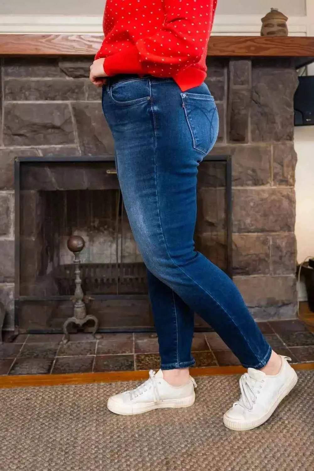 Plus Size Washed Thermal Skinny Jeans-Jeans-Splashis-Splashis