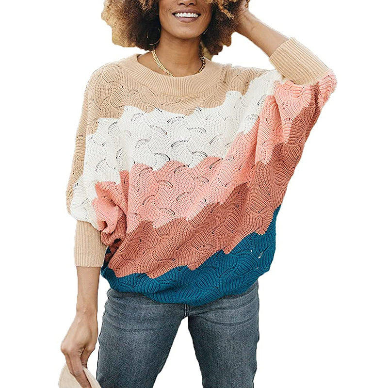 Women's Color Block Batwing Knit Sweater-Splashis, alternate view 4