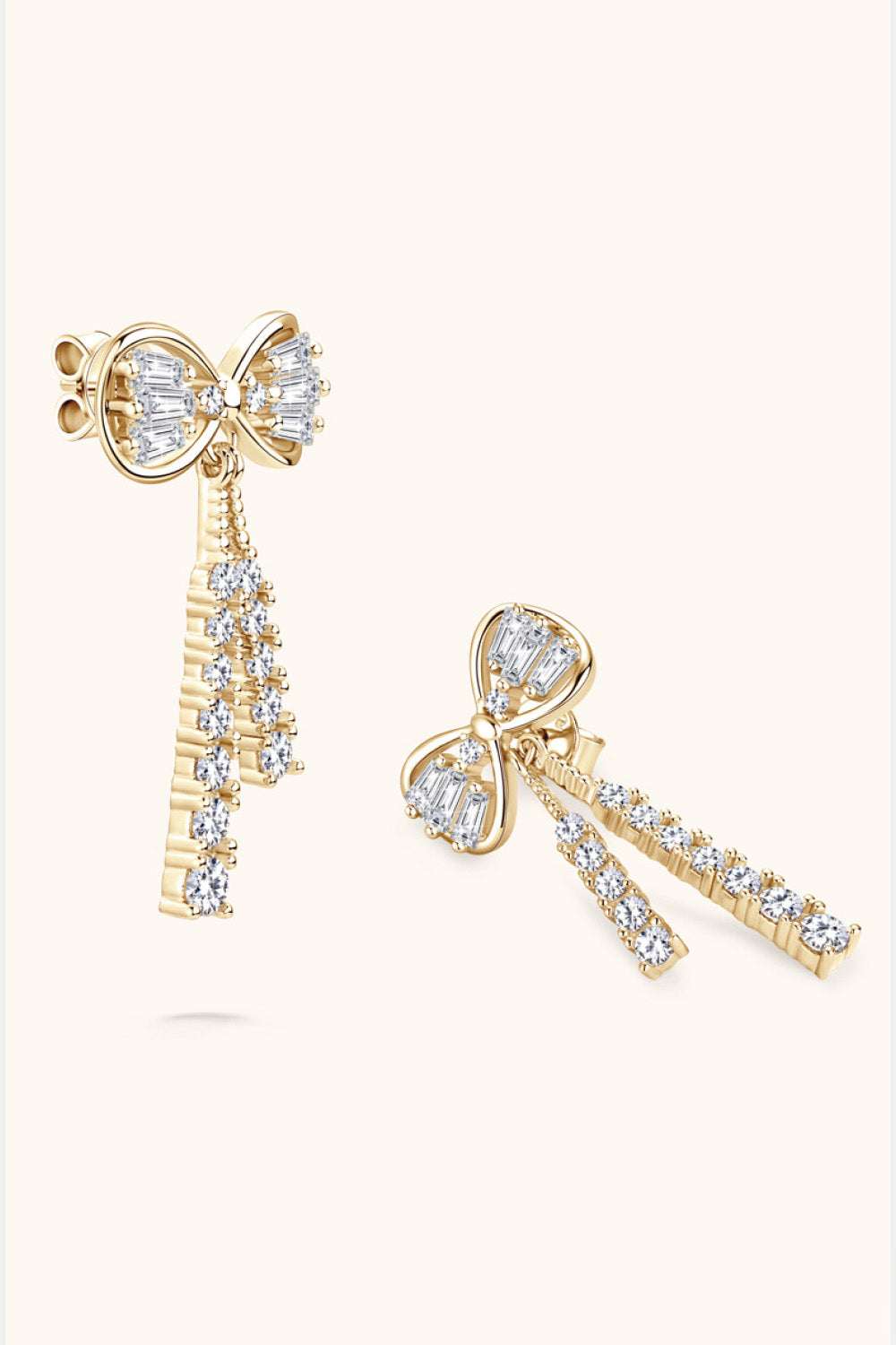 Cubic zirconia bow stud earrings 1.12 carat in silver-plated alloy — additional view 2