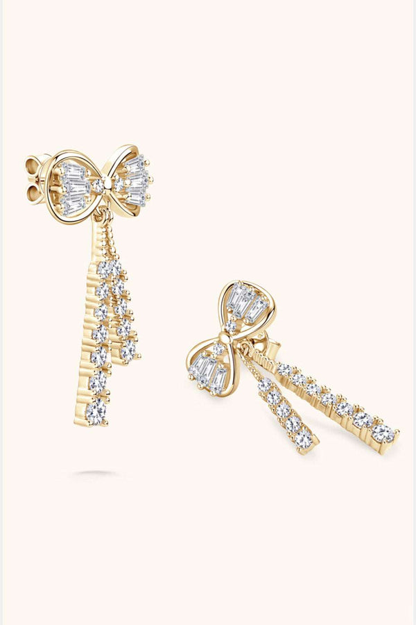 Cubic zirconia bow stud earrings 1.12 carat in silver-plated alloy — additional view 2