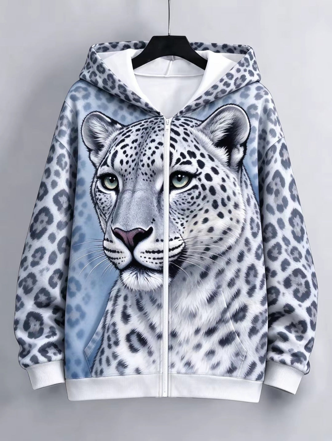 Women's Animal Print Zip Up Hoodie-Splashis, alternate view 2