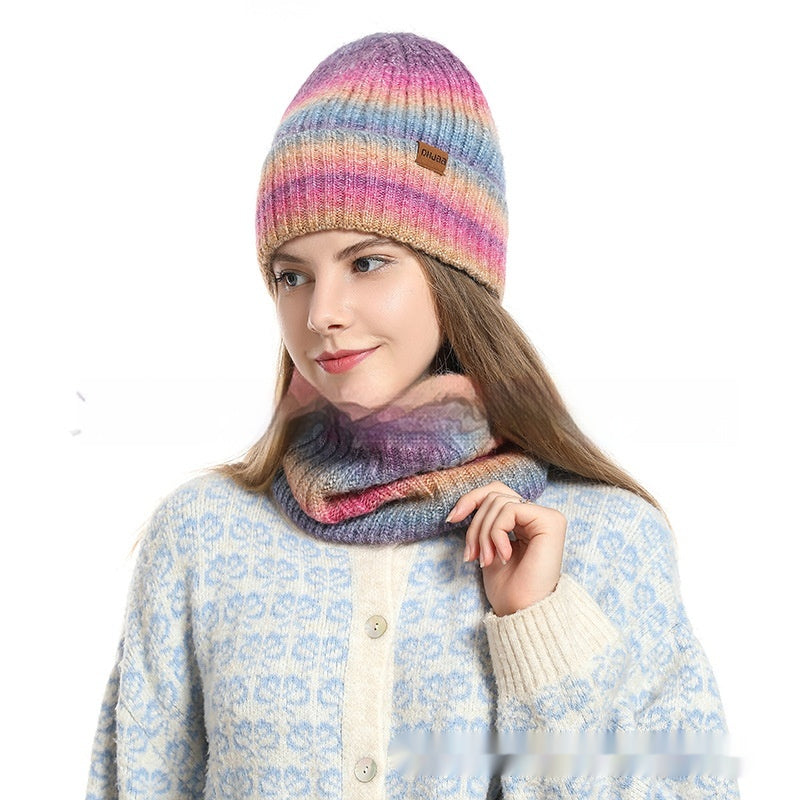 Women's Gradient Knit Hat and Scarf Set-Splashis, alternate view 1