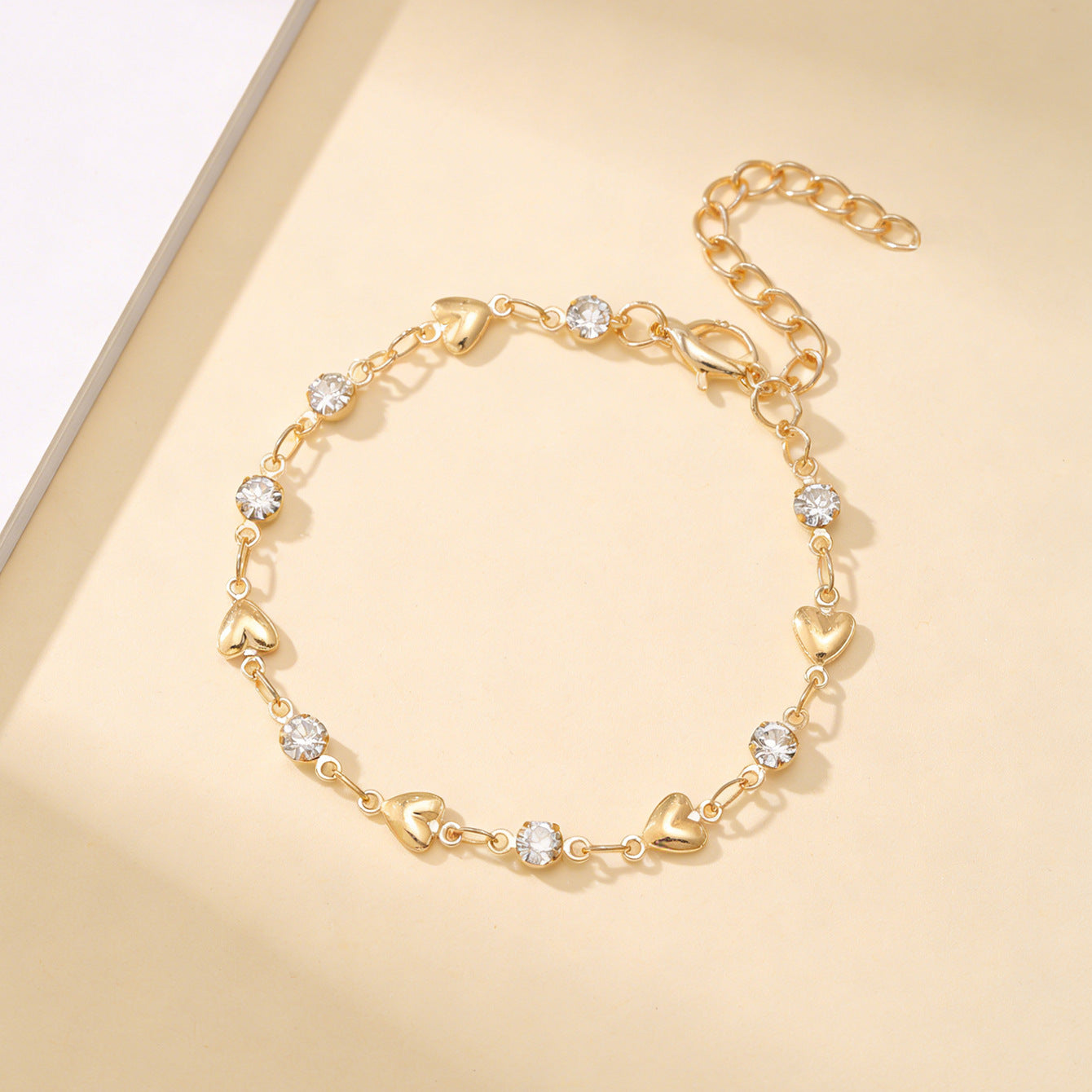 Cubic zirconia heart bracelet worn on wrist - view 3
