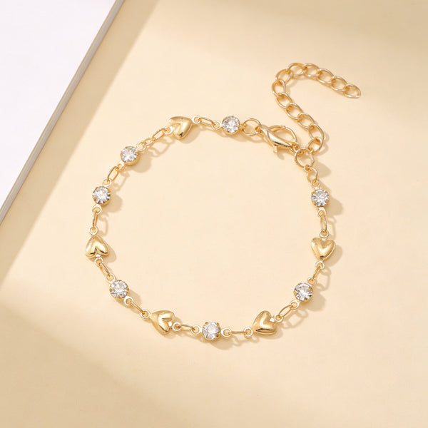 Cubic zirconia heart bracelet worn on wrist - view 3