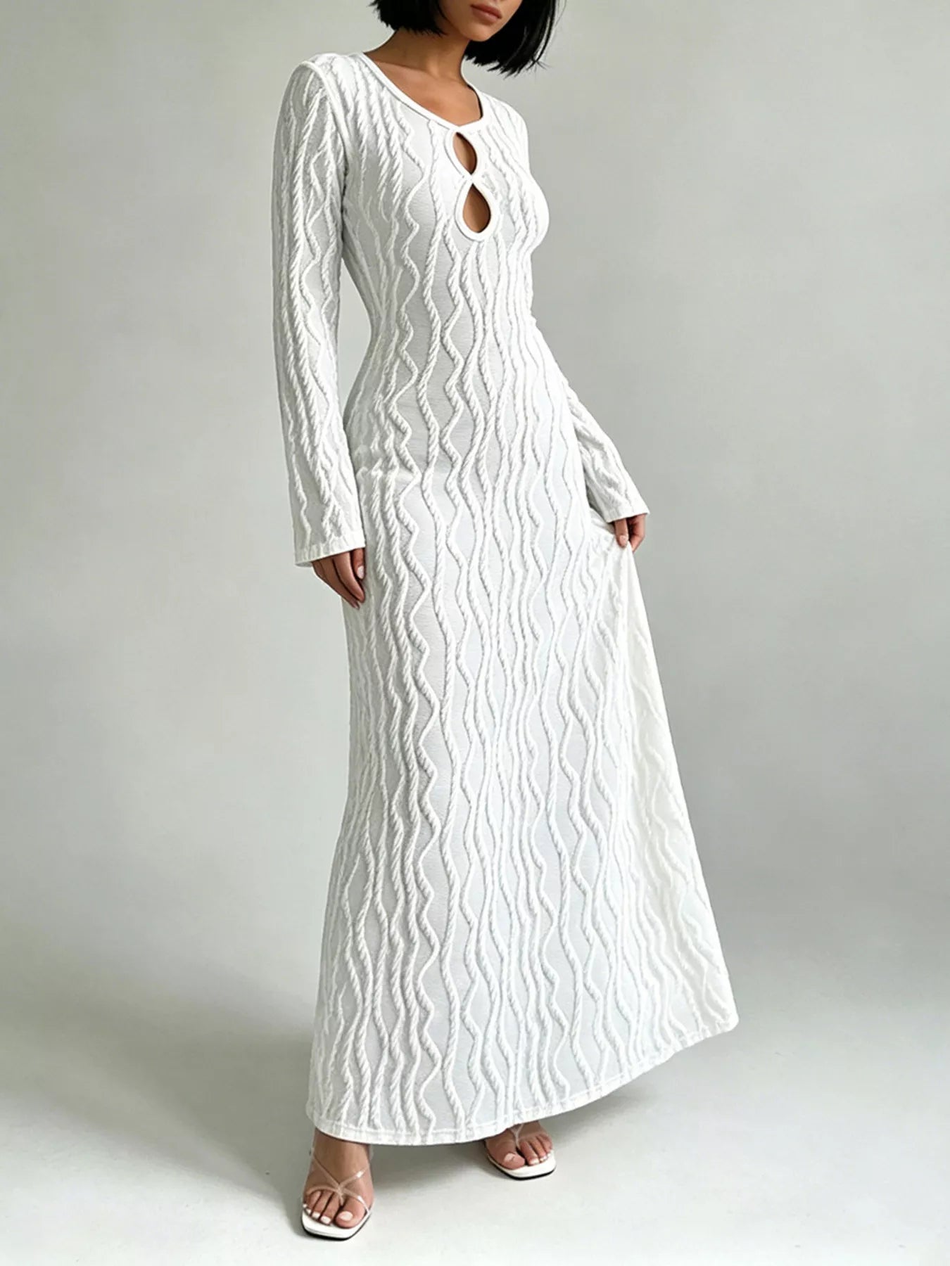 Textured Cut-Out Long Sleeve Maxi Dress — additional view 5