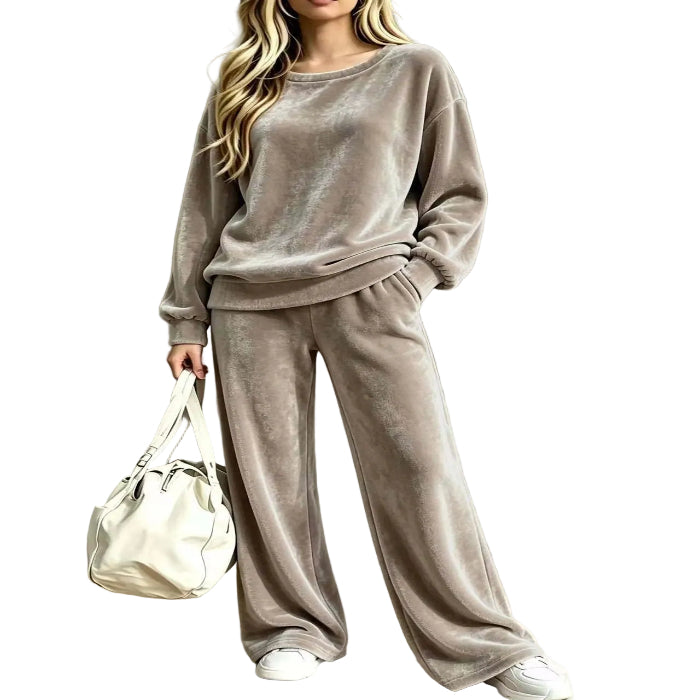 Velvet Wide-Leg Pants Two-Piece Set product image